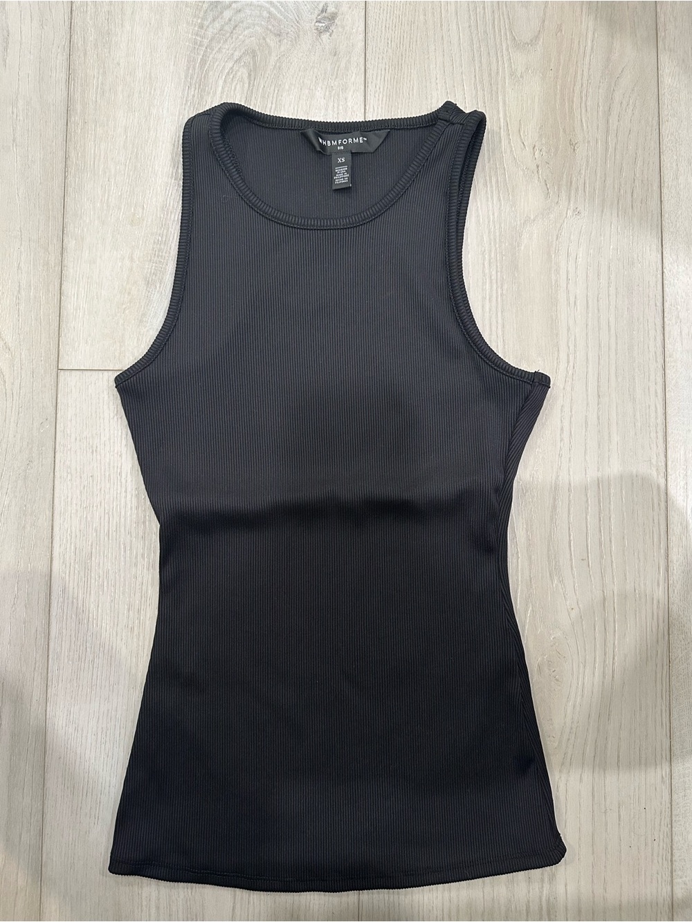 WHBM Black Ribbed Tank Top XS Stretch Fitted Basic